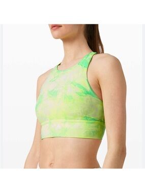 Lululemon energy bra high neck Long Line Shibori Green Tie Dye - size 8